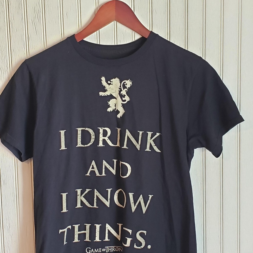 Game Of Thrones Shirt Mens Medium Black I Drink‎ And I Know Things Tyrion Tee